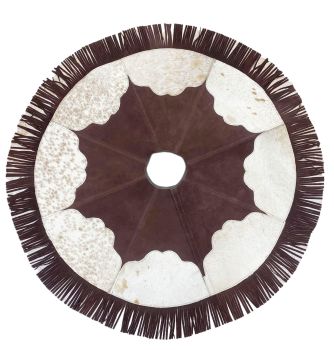 Showman Cowhide Leather Christmas Tree Skirt - Scalloped Snowflake Center #2